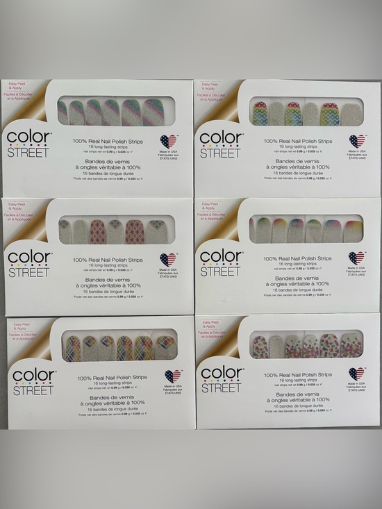 Color Street Other - lot of 6 Color Street nail strips - silver glitter w/ colorful designs NIP